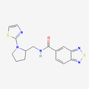 molecular formula C15H15N5OS2 B2613612 N-((1-(噻唑-2-基)吡咯烷-2-基)甲基)苯并[c][1,2,5]噻二唑-5-甲酰胺 CAS No. 1706264-16-5
