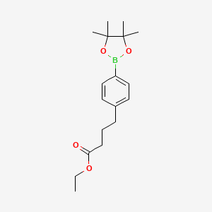 molecular formula C18H27BO4 B2613617 Ethyl 4-[4-(4,4,5,5-tetramethyl-1,3,2-dioxaborolan-2-yl)phenyl]butanoate CAS No. 1365610-75-8
