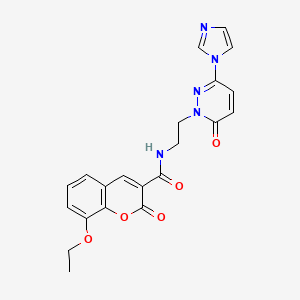 molecular formula C21H19N5O5 B2613623 N-(2-(3-(1H-咪唑-1-基)-6-氧代嘧啶-1(6H)-基)乙基)-8-乙氧基-2-氧代-2H-色烯-3-甲酰胺 CAS No. 1396814-24-6