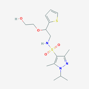 molecular formula C16H25N3O4S2 B2613624 N-(2-(2-羟乙氧基)-2-(噻吩-2-基)乙基)-1-异丙基-3,5-二甲基-1H-吡唑-4-磺酰胺 CAS No. 2034303-71-2