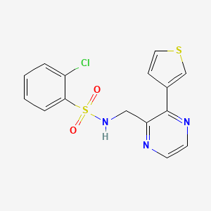 2-chloro-N-((3-(thiophen-3-yl)pyrazin-2-yl)methyl)benzenesulfonamide