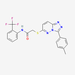 molecular formula C21H16F3N5OS B2613642 2-((3-(对甲苯基)-[1,2,4]三唑并[4,3-b]哒嗪-6-基)硫代)-N-(2-(三氟甲基)苯基)乙酰胺 CAS No. 852375-68-9