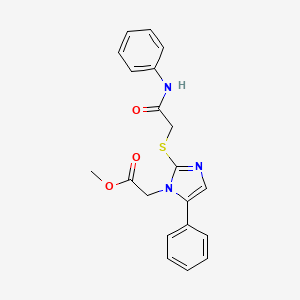 molecular formula C20H19N3O3S B2613647 methyl 2-(2-((2-oxo-2-(phenylamino)ethyl)thio)-5-phenyl-1H-imidazol-1-yl)acetate CAS No. 1207020-54-9