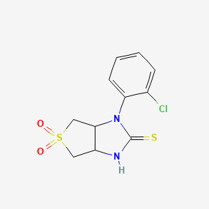 molecular formula C11H11ClN2O2S2 B2613656 1-(2-chlorophenyl)-2-mercapto-3a,4,6,6a-tetrahydro-1H-thieno[3,4-d]imidazole 5,5-dioxide CAS No. 887833-72-9