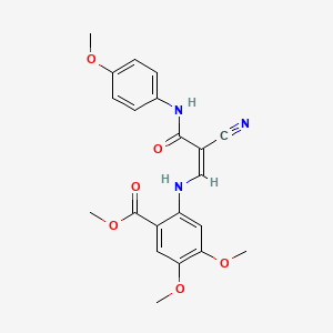 molecular formula C21H21N3O6 B2613657 (Z)-甲基2-((2-氰基-3-((4-甲氧基苯基)氨基)-3-氧代丙-1-烯-1-基)氨基)-4,5-二甲氧基苯甲酸酯 CAS No. 885182-84-3