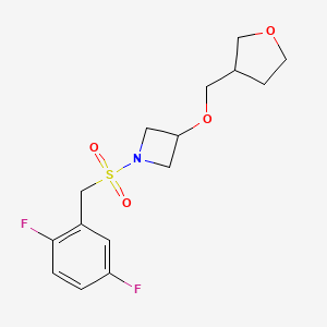 molecular formula C15H19F2NO4S B2613659 1-((2,5-Difluorobenzyl)sulfonyl)-3-((tetrahydrofuran-3-yl)methoxy)azetidine CAS No. 2310103-93-4