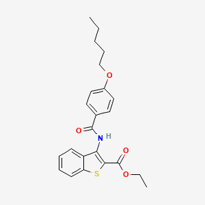 molecular formula C23H25NO4S B2613665 3-(4-(戊氧基)苯甲酰氨基)苯并[b]噻吩-2-羧酸乙酯 CAS No. 477556-45-9