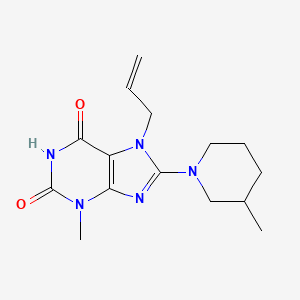 molecular formula C15H21N5O2 B2613668 6-羟基-3-甲基-8-(3-甲基哌啶-1-基)-7-(丙-2-烯-1-基)-3,7-二氢-2H-嘌呤-2-酮 CAS No. 578000-66-5