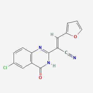 molecular formula C15H8ClN3O2 B2613676 (E)-2-(6-chloro-4-oxo-3,4-dihydroquinazolin-2-yl)-3-(furan-2-yl)acrylonitrile CAS No. 824945-92-8