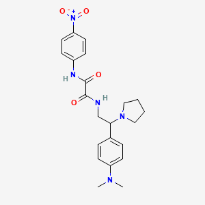 molecular formula C22H27N5O4 B2613678 N1-(2-(4-(dimethylamino)phenyl)-2-(pyrrolidin-1-yl)ethyl)-N2-(4-nitrophenyl)oxalamide CAS No. 922868-50-6