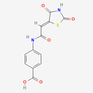 molecular formula C12H8N2O5S B2613691 (Z)-4-(2-(2,4-dioxothiazolidin-5-ylidene)acetamido)benzoic acid CAS No. 378224-67-0