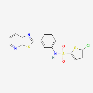 molecular formula C16H10ClN3O2S3 B2613707 5-chloro-N-(3-(thiazolo[5,4-b]pyridin-2-yl)phenyl)thiophene-2-sulfonamide CAS No. 896678-96-9