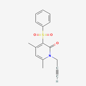 molecular formula C16H15NO3S B2613710 4,6-dimethyl-3-(phenylsulfonyl)-1-(2-propynyl)-2(1H)-pyridinone CAS No. 477864-57-6
