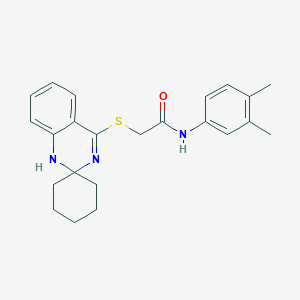 molecular formula C23H27N3OS B2613714 N-(3,4-dimethylphenyl)-2-spiro[1H-quinazoline-2,1'-cyclohexane]-4-ylsulfanylacetamide CAS No. 893786-86-2