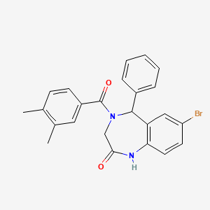 molecular formula C24H21BrN2O2 B2613715 7-bromo-4-(3,4-dimethylbenzoyl)-5-phenyl-4,5-dihydro-1H-benzo[e][1,4]diazepin-2(3H)-one CAS No. 533876-88-9