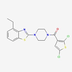 molecular formula C18H17Cl2N3OS2 B2613718 （2,5-二氯噻吩-3-基）（4-(4-乙基苯并[d]噻唑-2-基）哌嗪-1-基）甲酮 CAS No. 922825-88-5