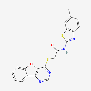 2-(benzofuro[3,2-d]pyrimidin-4-ylthio)-N-(6-methylbenzo[d]thiazol-2-yl)acetamide