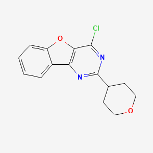 molecular formula C15H13ClN2O2 B2613739 4-Chloro-2-(tetrahydro-2H-pyran-4-yl)benzofuro[3,2-d]pyrimidine CAS No. 1706439-88-4