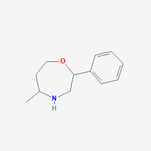 molecular formula C12H17NO B2613743 5-Methyl-2-phenyl-1,4-oxazepane CAS No. 1555430-52-8