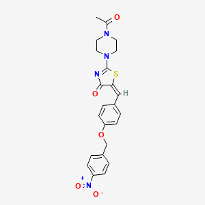 molecular formula C23H22N4O5S B2613744 (E)-2-(4-acetylpiperazin-1-yl)-5-(4-((4-nitrobenzyl)oxy)benzylidene)thiazol-4(5H)-one CAS No. 371138-96-4