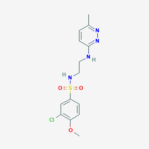 molecular formula C14H17ClN4O3S B2613754 3-氯-4-甲氧基-N-(2-((6-甲基嘧啶-3-基)氨基)乙基)苯磺酰胺 CAS No. 1172290-12-8