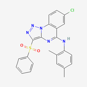 molecular formula C23H18ClN5O2S B2613756 7-chloro-N-(2,4-dimethylphenyl)-3-(phenylsulfonyl)[1,2,3]triazolo[1,5-a]quinazolin-5-amine CAS No. 904578-58-1