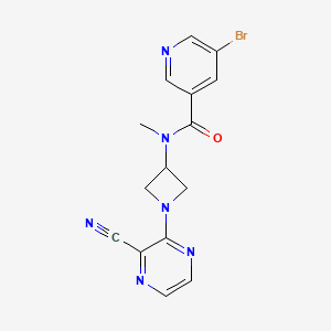 molecular formula C15H13BrN6O B2613757 5-Bromo-N-[1-(3-cyanopyrazin-2-yl)azetidin-3-yl]-N-methylpyridine-3-carboxamide CAS No. 2380142-63-0