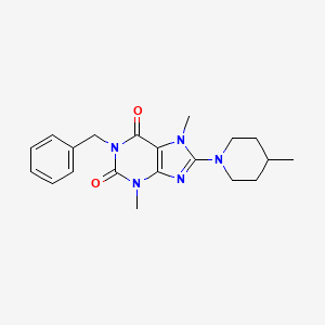 molecular formula C20H25N5O2 B2613766 1-benzyl-3,7-dimethyl-8-(4-methylpiperidin-1-yl)-1H-purine-2,6(3H,7H)-dione CAS No. 300586-08-7