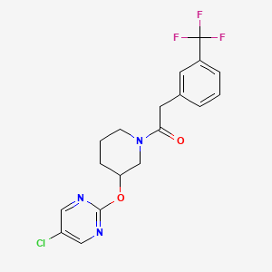 molecular formula C18H17ClF3N3O2 B2613768 1-(3-((5-Chloropyrimidin-2-yl)oxy)piperidin-1-yl)-2-(3-(trifluoromethyl)phenyl)ethanone CAS No. 2034633-21-9