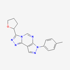 molecular formula C17H16N6O B2613777 3-(四氢呋喃-2-基)-7-(对甲苯基)-7H-吡唑并[4,3-e][1,2,4]三唑并[4,3-c]嘧啶 CAS No. 879569-95-6