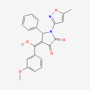 molecular formula C22H18N2O5 B2613778 3-hydroxy-4-(3-methoxybenzoyl)-1-(5-methylisoxazol-3-yl)-5-phenyl-1H-pyrrol-2(5H)-one CAS No. 618874-60-5