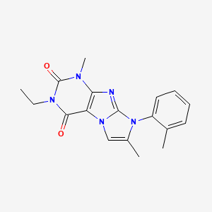 molecular formula C18H19N5O2 B2613779 3-乙基-1,7-二甲基-8-(邻甲苯基)-1H-咪唑并[2,1-f]嘌呤-2,4(3H,8H)-二酮 CAS No. 887463-98-1