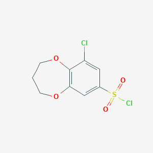 molecular formula C9H8Cl2O4S B2613784 9-chloro-3,4-dihydro-2H-1,5-benzodioxepine-7-sulfonyl chloride CAS No. 2228322-29-8