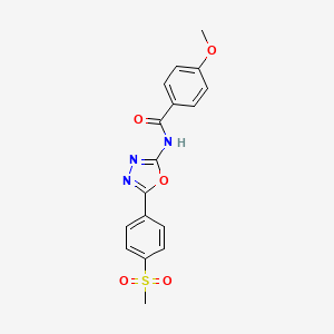 molecular formula C17H15N3O5S B2613787 4-甲氧基-N-[5-(4-甲基磺酰苯基)-1,3,4-恶二唑-2-基]苯甲酰胺 CAS No. 886910-02-7