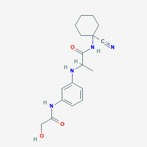 molecular formula C18H24N4O3 B2613792 N-(1-cyanocyclohexyl)-2-{[3-(2-hydroxyacetamido)phenyl]amino}propanamide CAS No. 1333878-56-0