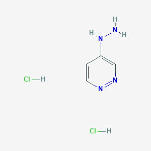 molecular formula C4H8Cl2N4 B2613797 Pyridazin-4-ylhydrazine;dihydrochloride CAS No. 2309466-57-5