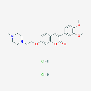 molecular formula C24H30Cl2N2O5 B2613798 3-(3,4-dimethoxyphenyl)-7-(2-(4-methylpiperazin-1-yl)ethoxy)-2H-chromen-2-one dihydrochloride CAS No. 1217063-33-6