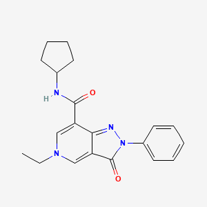 molecular formula C20H22N4O2 B2613802 N-cyclopentyl-5-ethyl-3-oxo-2-phenyl-3,5-dihydro-2H-pyrazolo[4,3-c]pyridine-7-carboxamide CAS No. 921576-49-0