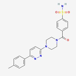 molecular formula C22H23N5O3S B2613812 4-(4-(6-(对甲苯基)吡啶并哒嗪-3-基)哌嗪-1-羰基)苯磺酰胺 CAS No. 1021103-31-0