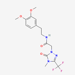 molecular formula C16H19F3N4O4 B2613814 N-(3,4-dimethoxyphenethyl)-2-(4-methyl-5-oxo-3-(trifluoromethyl)-4,5-dihydro-1H-1,2,4-triazol-1-yl)acetamide CAS No. 1421444-31-6
