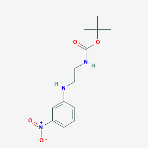 molecular formula C13H19N3O4 B2613819 叔丁基N-{2-[(3-硝基苯基)氨基]乙基}氨基甲酸酯 CAS No. 1693705-25-7