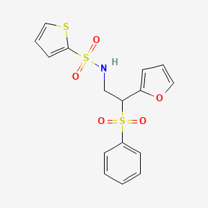 molecular formula C16H15NO5S3 B2613821 N-[2-(2-furyl)-2-(phenylsulfonyl)ethyl]thiophene-2-sulfonamide CAS No. 896322-46-6