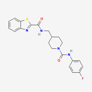 molecular formula C21H21FN4O2S B2613824 N-((1-((4-fluorophenyl)carbamoyl)piperidin-4-yl)methyl)benzo[d]thiazole-2-carboxamide CAS No. 1235027-80-1