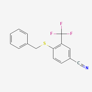 molecular formula C15H10F3NS B2613835 4-(Benzylsulfanyl)-3-(trifluoromethyl)benzonitrile CAS No. 1803598-80-2