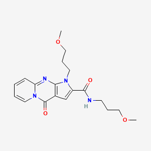 molecular formula C19H24N4O4 B2613837 N,1-bis(3-methoxypropyl)-4-oxo-1,4-dihydropyrido[1,2-a]pyrrolo[2,3-d]pyrimidine-2-carboxamide CAS No. 900869-55-8