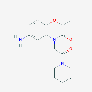 molecular formula C17H23N3O3 B2613841 6-amino-2-ethyl-4-[2-oxo-2-(piperidin-1-yl)ethyl]-3,4-dihydro-2H-1,4-benzoxazin-3-one CAS No. 1018576-75-4