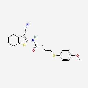 molecular formula C20H22N2O2S2 B2613854 N-(3-cyano-4,5,6,7-tetrahydrobenzo[b]thiophen-2-yl)-4-((4-methoxyphenyl)thio)butanamide CAS No. 899732-78-6