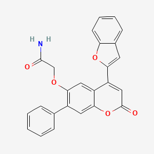 molecular formula C25H17NO5 B2613855 2-((4-(苯并呋喃-2-基)-2-氧代-7-苯基-2H-色烯-6-基)氧基)乙酰胺 CAS No. 898447-85-3