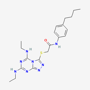 2-((5,7-bis(ethylamino)-[1,2,4]triazolo[4,3-a][1,3,5]triazin-3-yl)thio)-N-(4-butylphenyl)acetamide