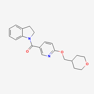 molecular formula C20H22N2O3 B2613864 indolin-1-yl(6-((tetrahydro-2H-pyran-4-yl)methoxy)pyridin-3-yl)methanone CAS No. 2034241-38-6